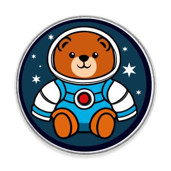 Nounours astronaute - Magnet rond - blanc - Devant