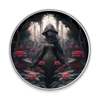 Le Nécromancien des Roses - Magnet rond - blanc - Devant