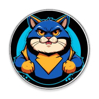 Superheld Katze - Runder Kühlschrankmagnet - Weiß - Vorne