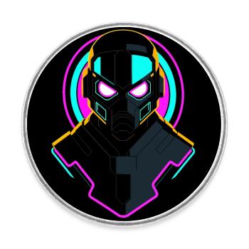 Neon Robot - Round  fridge magnet - white - Front