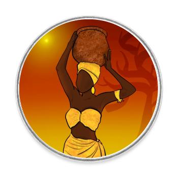 Ambiance africaine - Magnet rond - blanc - Devant
