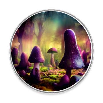 Forêt de champignons - Magnet rond - blanc - Devant