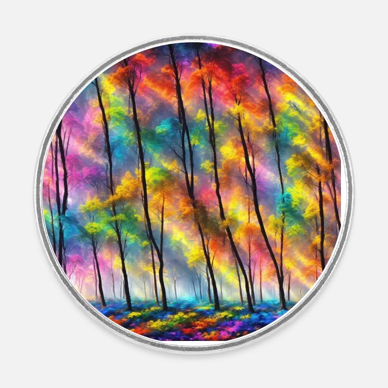 A technicolor forest - Runder Kühlschrankmagnet - Weiß