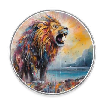 Abstract Lion Art by Bodhi - Round  fridge magnet - white - Front