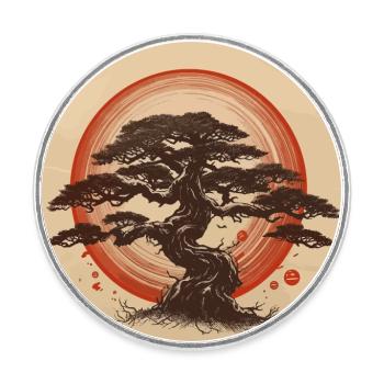 Bonsai Enso Japan - Round  fridge magnet - white - Front