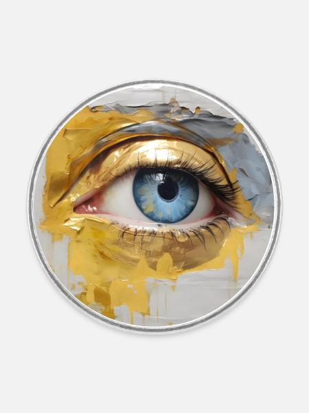 Auge Gemälde - Runder Kühlschrankmagnet - Weiß