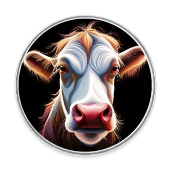 Cow skull head funny brown grim - Round  fridge magnet - white - Front
