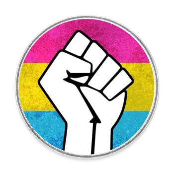 Pansexual Pride Fist sticker - Round  fridge magnet - white - Front