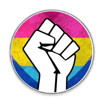 Bisexueller panromantischer Pride Fist Aufkleber - Runder Kühlschrankmagnet - Weiß - Vorne
