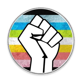 Queer Pride Faust Aufkleber - Runder Kühlschrankmagnet - Weiß - Vorne