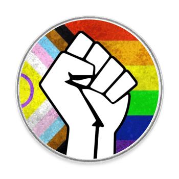Progress pride Pride Fist sticker - Round  fridge magnet - white - Front