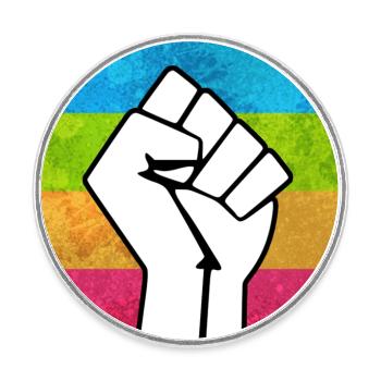 Panromantic Pride Fist sticker - Round  fridge magnet - white - Front