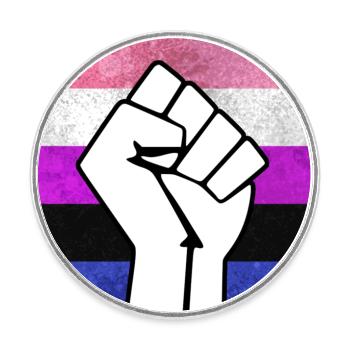 Genderfluid Pride Fist sticker - Round  fridge magnet - white - Front
