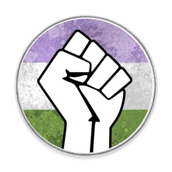 Genderqueer Pride Faust Aufkleber - Runder Kühlschrankmagnet - Weiß - Vorne