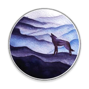 Coyote silhouette - Round  fridge magnet - white - Front