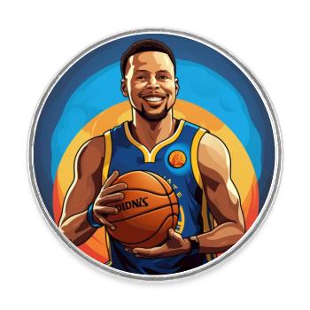 Support Basketball - US Star Curry - Runder Kühlschrankmagnet - Weiß - Vorne