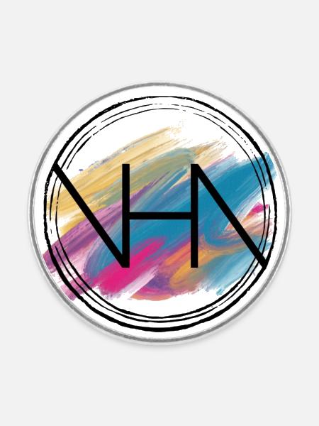 VHA VividHeArt Logo - Runder Kühlschrankmagnet - Weiß