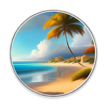 Sur la plage - Magnet rond - blanc - Devant