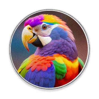 Parrot - Round  fridge magnet - white - Front