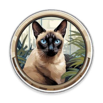 Siamkatze - Runder Kühlschrankmagnet - Weiß - Vorne