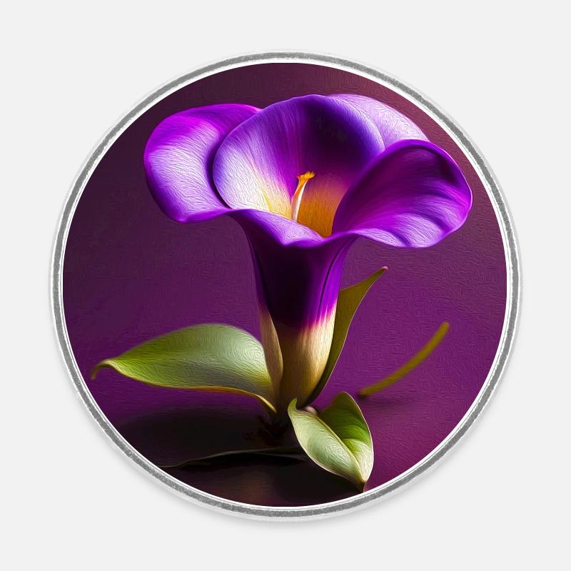 Purple Calla - Runder Kühlschrankmagnet - Weiß