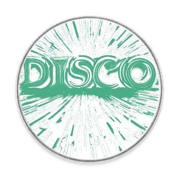 DISCO logo word, mint green - Round  fridge magnet - white - Front