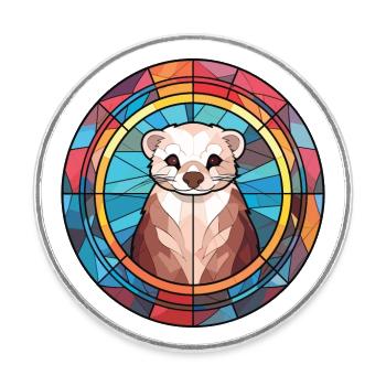 Furet Aquarelle colorée Animal Animal Illustration - Magnet rond - blanc - Devant