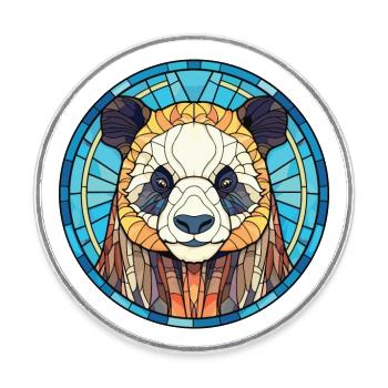 Panda Buntes Aquarell Tier Haustier Illustration - Runder Kühlschrankmagnet - Weiß - Vorne