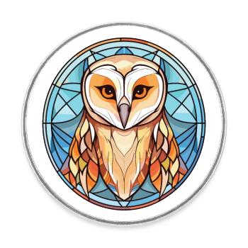 Grange Longeared Owl Colorful Aquarelle Animal Pet - Magnet rond - blanc - Devant