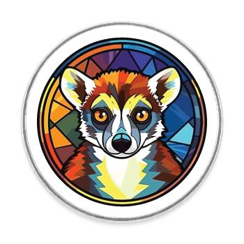 Lemur Lori Bunte Aquarell-Tierillustration - Runder Kühlschrankmagnet - Weiß - Vorne