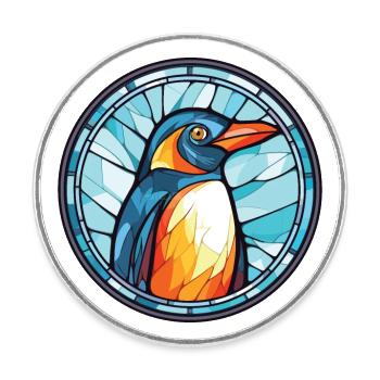 Penguin Colorful Watercolor Animal Illustration - Round  fridge magnet - white - Front
