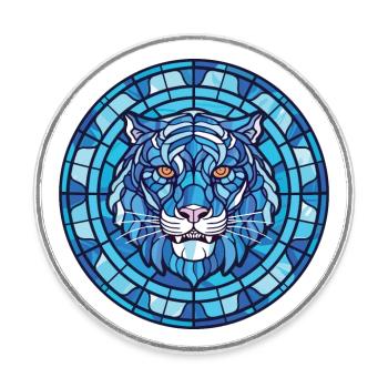 Bleu Tigre Aquatique Aquarelle Coloré Animal Pet - Magnet rond - blanc - Devant