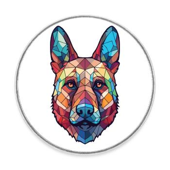 Shepherd Bullet Dog Colorful Watercolor Animal - Round  fridge magnet - white - Front