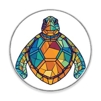 Schildkröte Buntes Aquarell Tier Haustier Illustration - Runder Kühlschrankmagnet - Weiß - Vorne