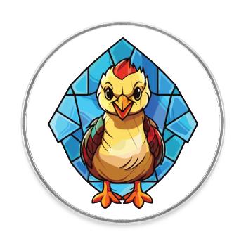 Baby Chicken Colorful Watercolor Animal Cartoon - Round  fridge magnet - white - Front