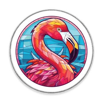 Flamingo Bunte Aquarell-Tierillustration - Runder Kühlschrankmagnet - Weiß - Vorne