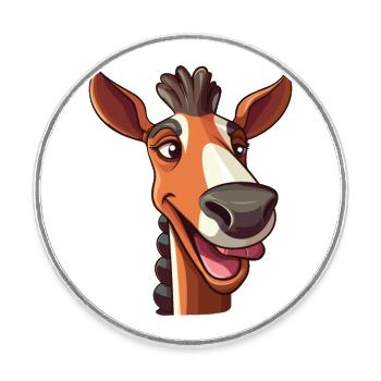 okapi Karikatur Kawaii Aquarell Illustration - Runder Kühlschrankmagnet - Weiß - Vorne