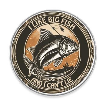J’aime les gros poissons / Poissons / Pêche / Mer / Lac - Magnet rond - blanc - Devant