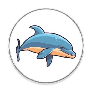 Baleine à bec Dessin animé Kawaii Illustration - Magnet rond - blanc - Devant