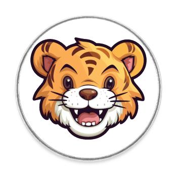 Tiger-Karikatur-Kawaii-Aquarell-Illustration - Runder Kühlschrankmagnet - Weiß - Vorne