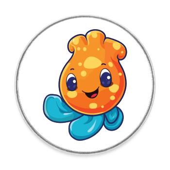 Sea Squirt Cartoon Kawaii Aquarelle Illustration - Magnet rond - blanc - Devant