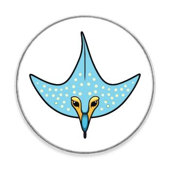 Spotted Eagle Ray Cartoon Kawaii Illustration - Round  fridge magnet - white - Front