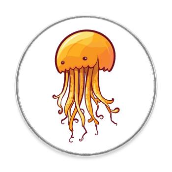 Sea Nettle Cartoon Kawaii Watercolor Illustration - Round  fridge magnet - white - Front