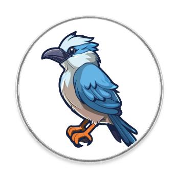 Jay Cartoon Kawaii Aquarellillustration - Runder Kühlschrankmagnet - Weiß - Vorne