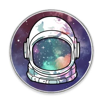 Galaxy Helmet Space Lover Astronaut - Round  fridge magnet - white - Front
