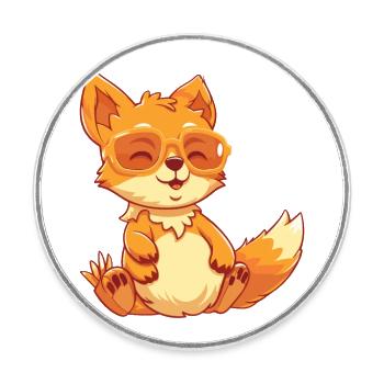 Fuchs Lustige Karikatur Kawaii Strand Illustration - Runder Kühlschrankmagnet - Weiß - Vorne