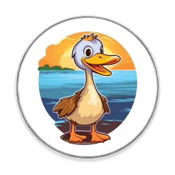 Gans lustige Karikatur Kawaii Strand Illustration - Runder Kühlschrankmagnet - Weiß - Vorne