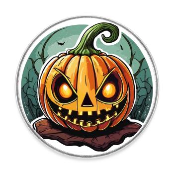 Sinister Jack o' Lantern Pumpkin - Round  fridge magnet - white - Front