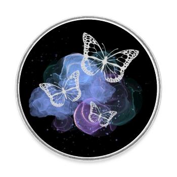 Papillons - Magnet rond - blanc - Devant