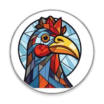 Chicken Colorful Watercolor Animal Illustration - Round  fridge magnet - white - Front